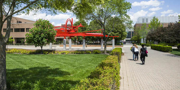 Students walking on campus