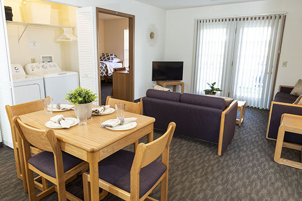 photo of the dining and living room in a university park apartment