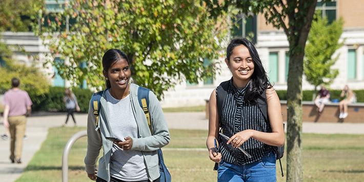 photo of students outside on campus