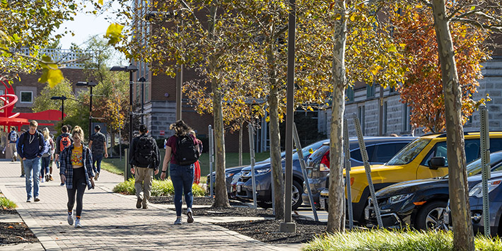 photo of students outside on campus