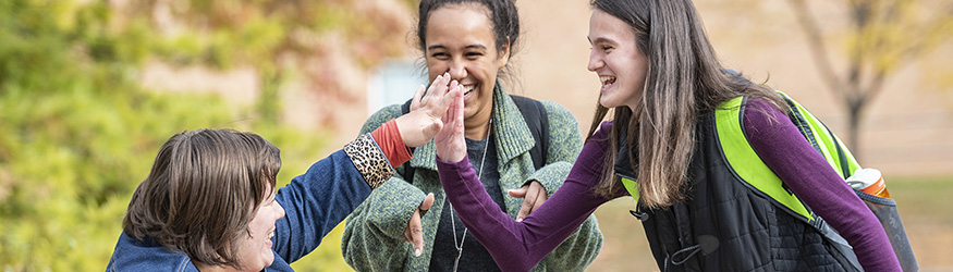 photo of students outside on campus
