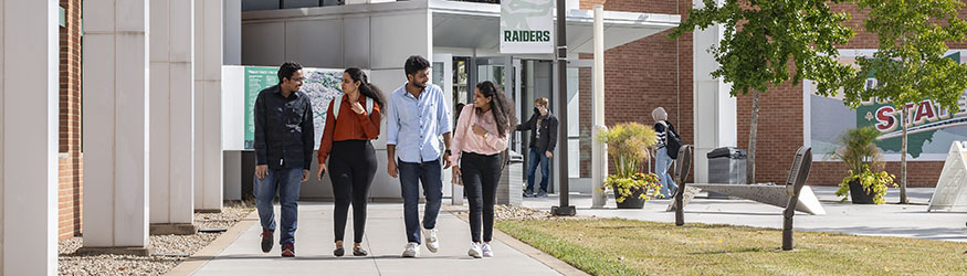photo of students walking outside of the student union