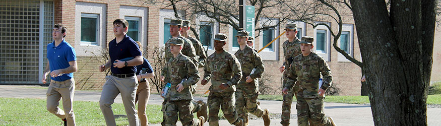 photo of air force rotc cadets on campus