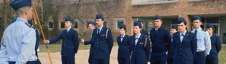 photo of air force rotc cadets on campus