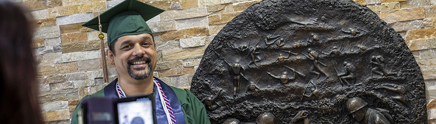 photo of a graduate at the veteran and military center