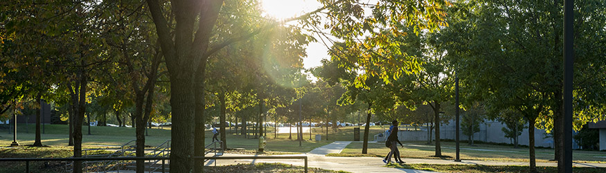 photo of people walking outside on campus