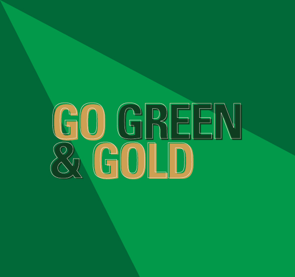 go green and gold graphic for wright state green and gold days events