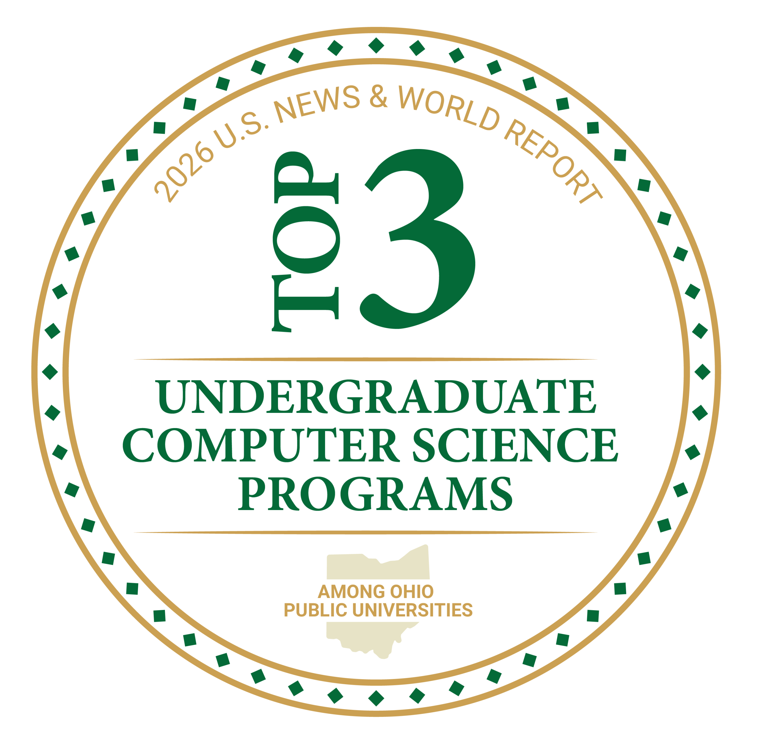 wright state branded badge: Top 3 Undergraduate Computer Science Programs US News and World Report