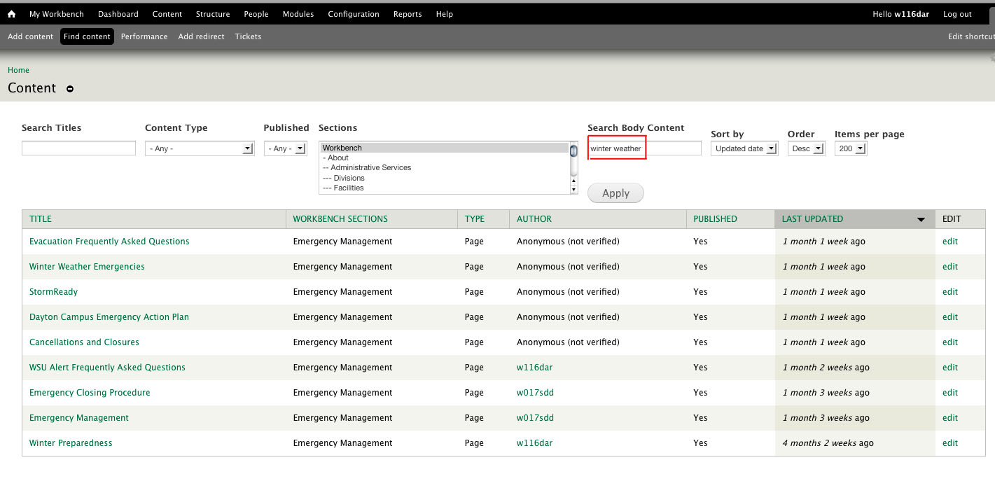 Find Content by Body Content