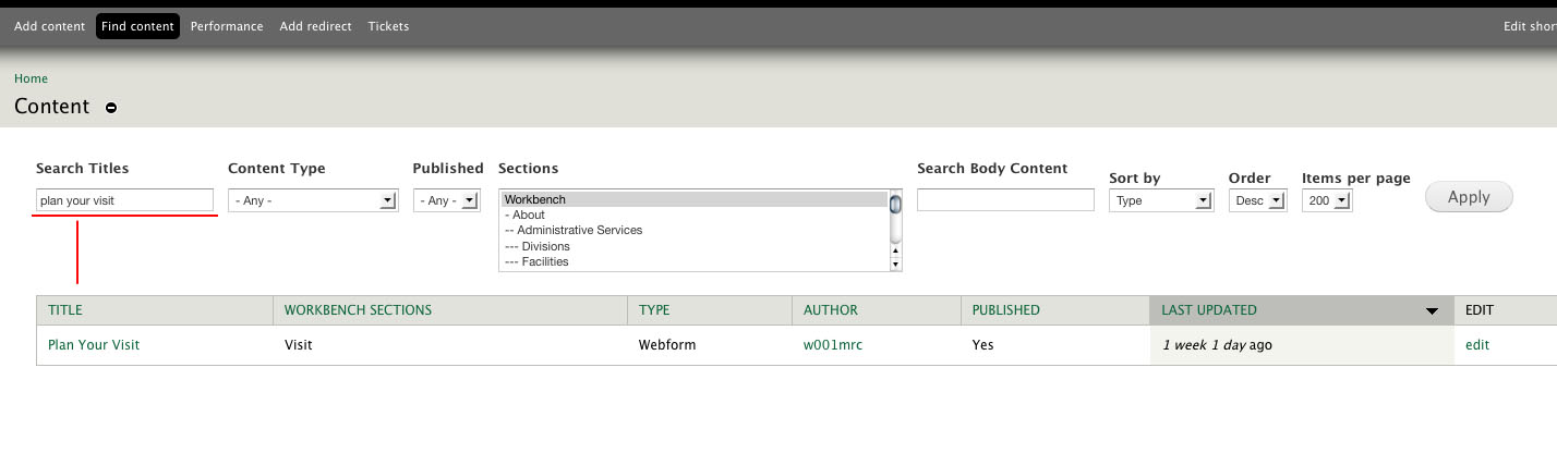 Find Content by Title