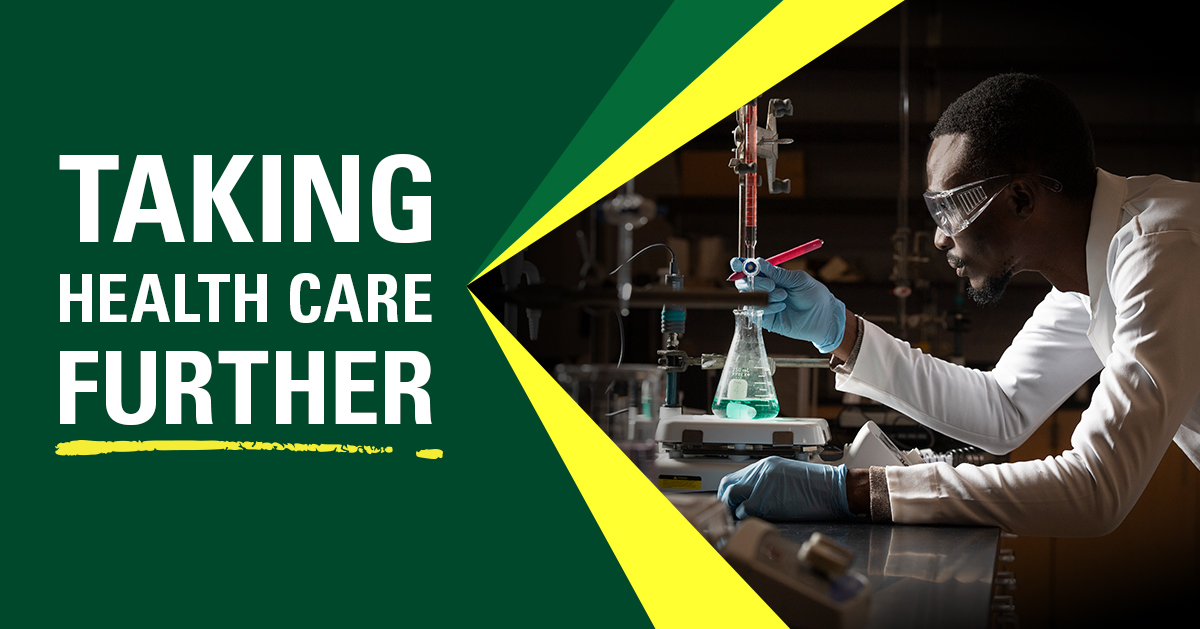 Take Healthcare Further, photo of student in lab