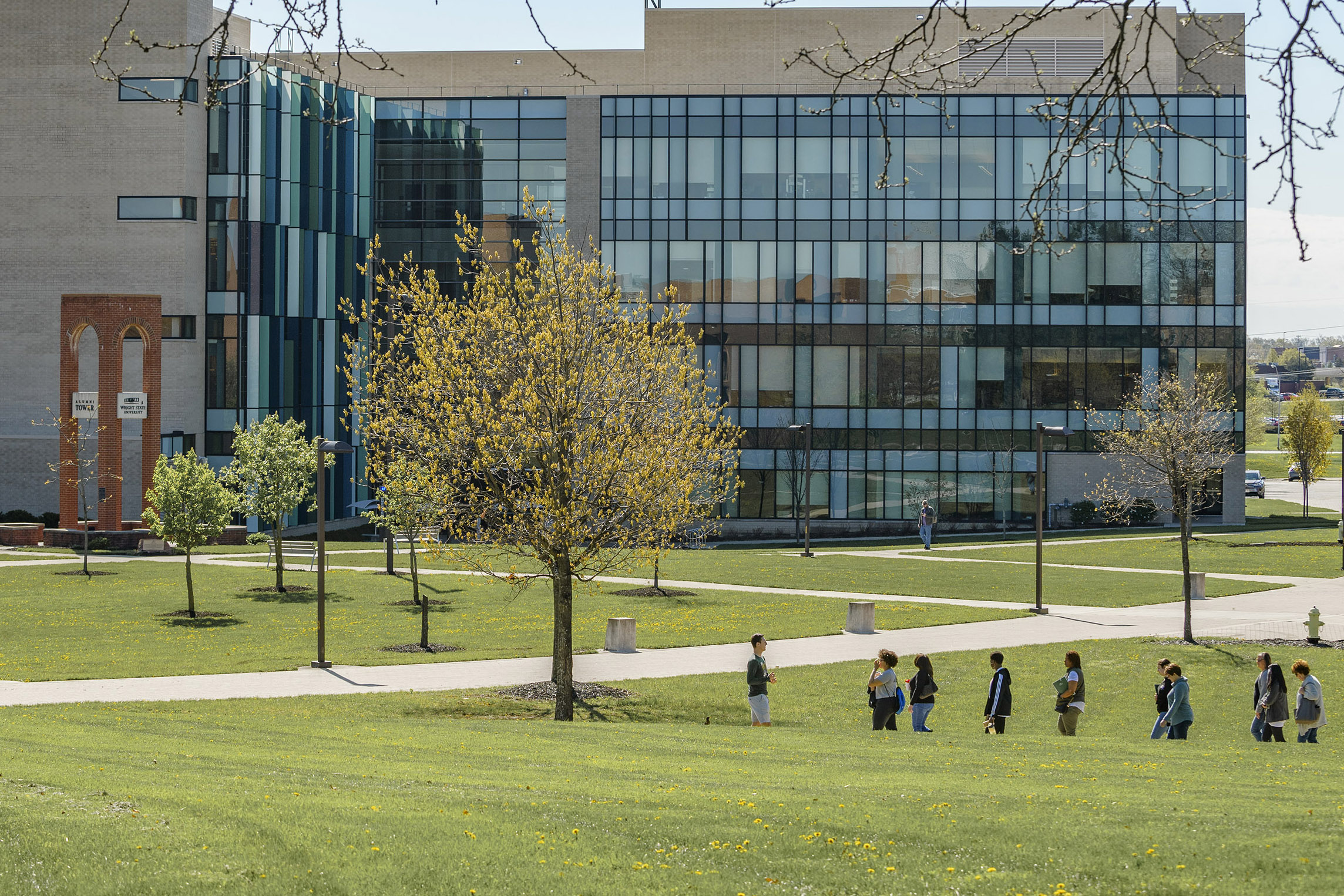 students workers leading a campus visit