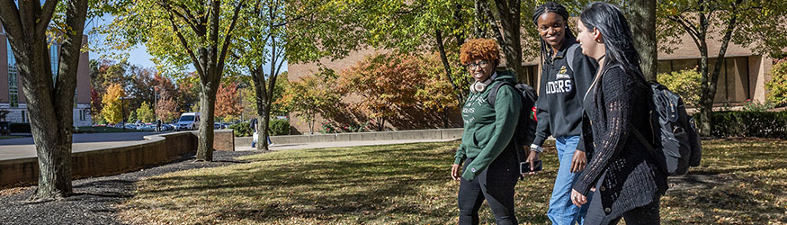 Students walking on campus