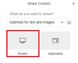 screen capture of sharing content part of screen