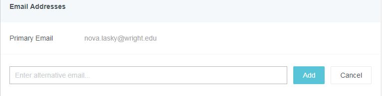 screenshot, enter alternative email field, tap add button