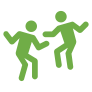 Two people dancing together, depicted in green to indicate a correct answer.