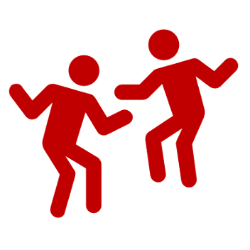 Two people dancing together, depicted in red to indicate an incorrect answer.