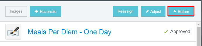 screen shot, return expense line item