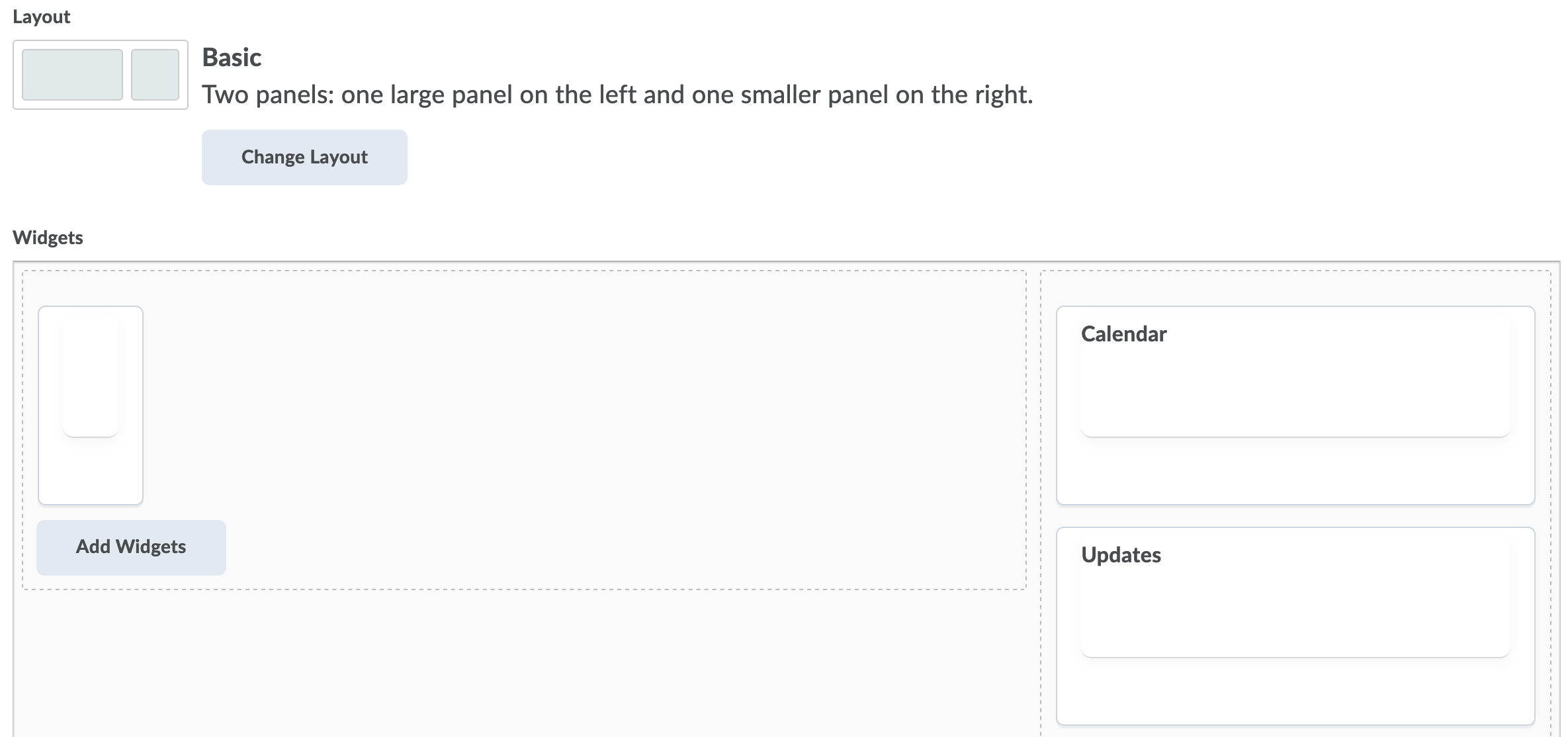 Widget based homepage settings