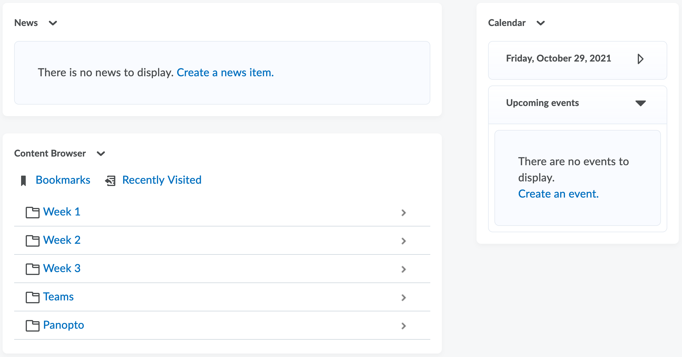 widget based homepage