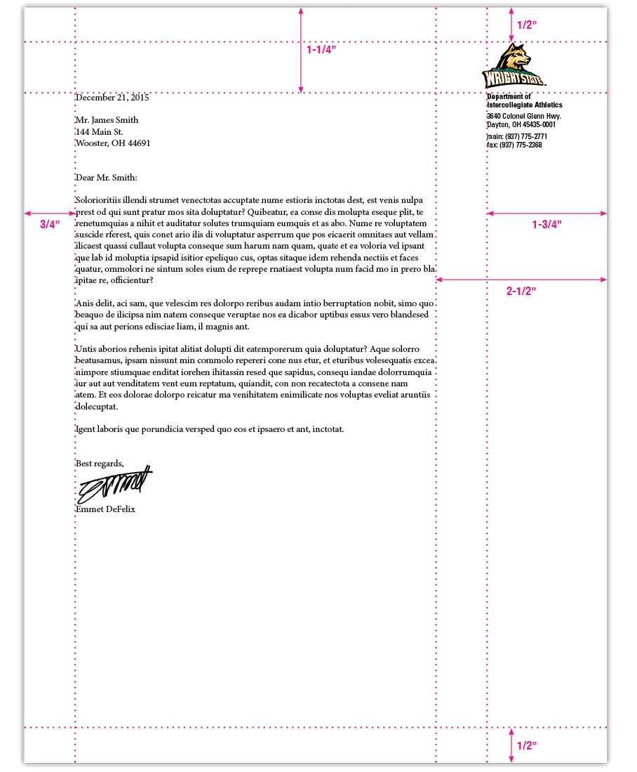 Athletics Letterhead margins