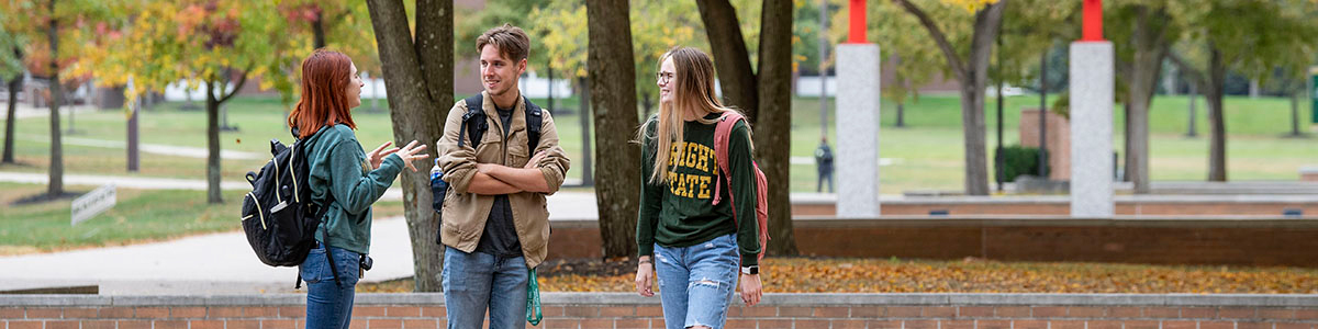 Students conversing on Wright State's Dayton campus