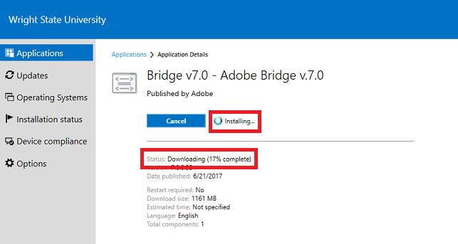 screen capture of the software center screen while installing software
