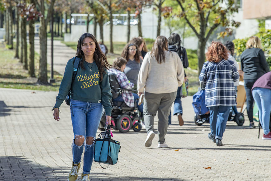 photo of students outside on campus