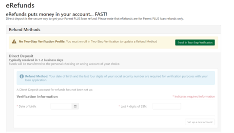 eRefund Successful Setup