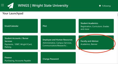 Faculty and Advisor button