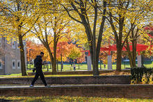 Student walking on campus