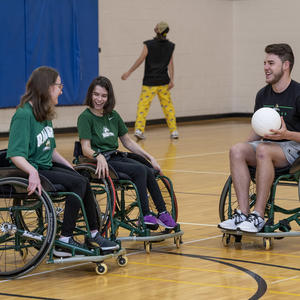 photo of students playing adapted recreation basketball