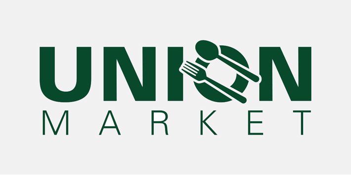 union market graphic with words and fork and spoon