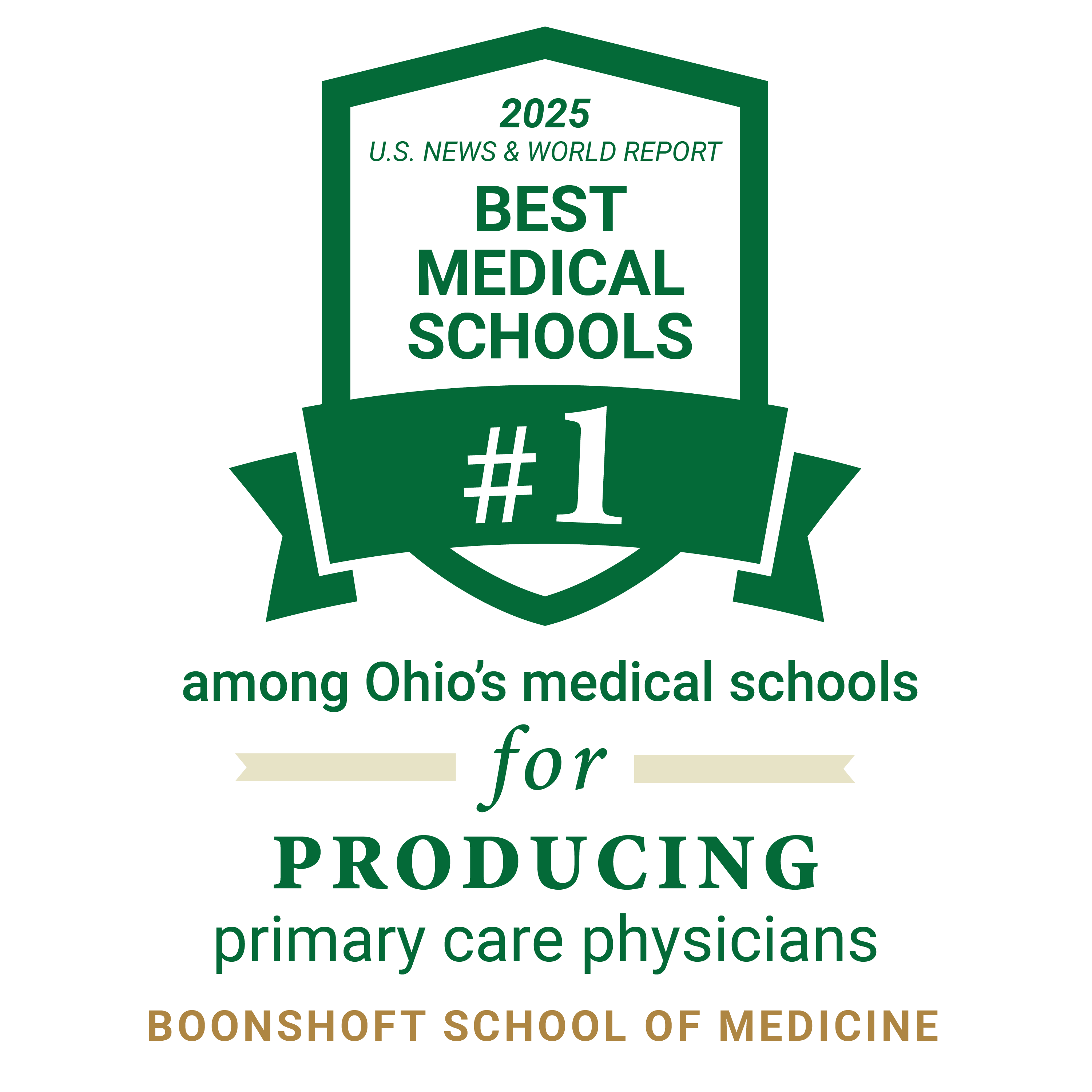 2025 us news and world report best medical schools among ohio's medical schools for producing primary care physicians digital badge